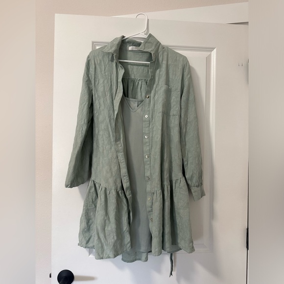 Button Down Dress W/ Slip - Picture 1 of 4